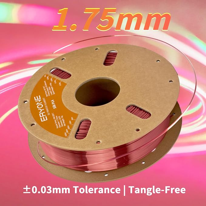 ERYONE Silk PLA Filament for 3D Printer 1.75mm +/- 0.03mm, Shiny Filament 1kg (2.1lbs)/Spool, Crimson Red