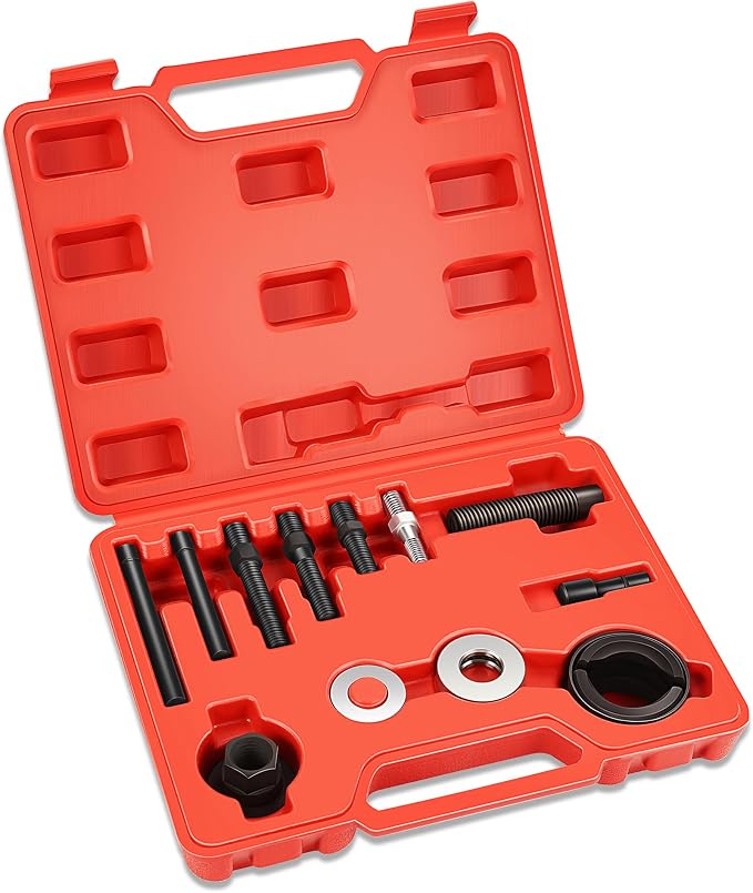 DNA Motoring 12Pcs Power Steering Pulley Puller Remover and Installer Tool Kit on Most Engines,TOOLS-00295