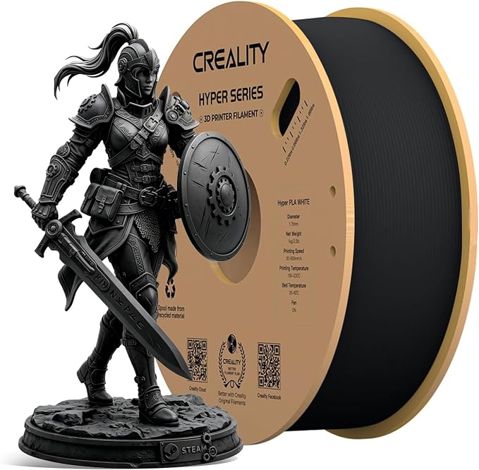 Creality Hyper PLA Filament 1.75mm, High-Speed 3D Printing Filament Up to 600mm/s, ±0.02mm Accuracy, 3D Printing Filament Fits for Most FDM 3D Printers (Black)