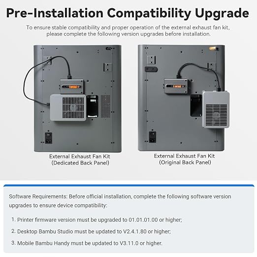 Original External Exhaust Fan Kit Compatible with Bambu Lab P2S with AMS,Active Ventilation 3D Printer Exhaust System for ABS,ASA,Nylon Filament,3D Printer Accessories Advanced Air Ventilation