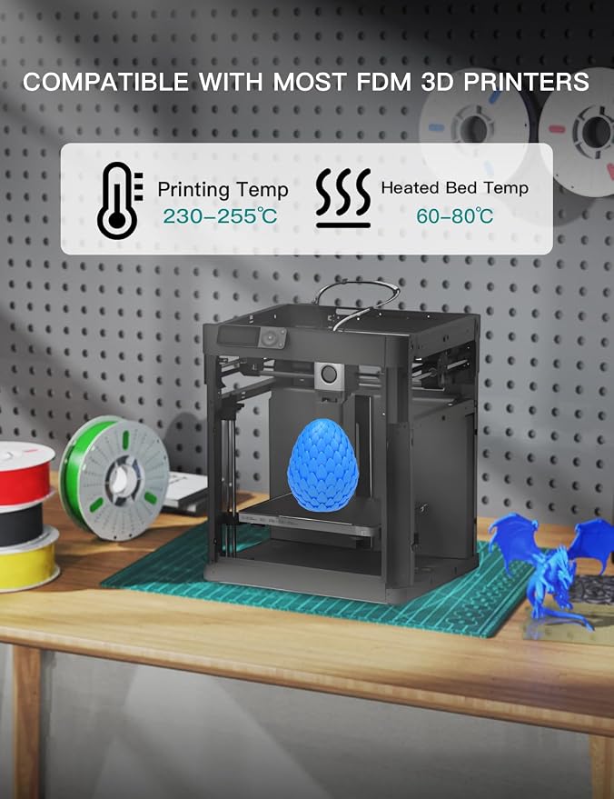 PINBALL PETG 3D Printer Filament Blue, Neatly Wound PETG Filament 1.75mm, Accuracy +/- 0.02 mm, 1kg Spool (2.2lbs), Blue