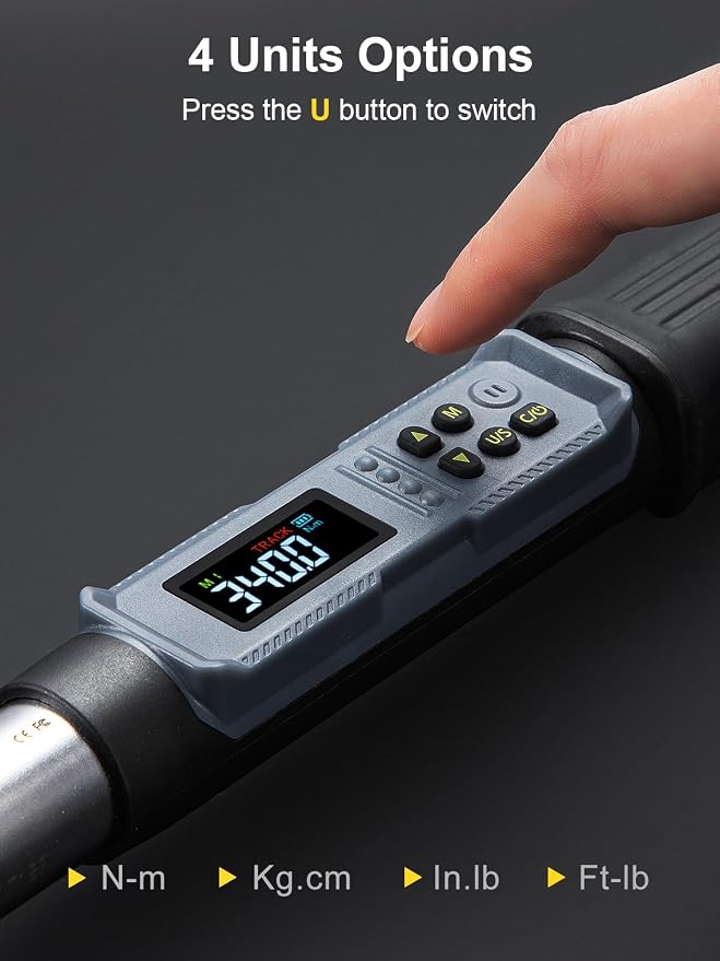 GROWNEER Upgraded Digital Torque Wrench, 12.5-250.7 Ft-lbs/17-340 Nm, 1/2'' Drive Automotive Rachet Torque Wrench with Buzzer & Colorful LED Indicator, Electronic Wrench Set for Car Tires Auto Repair