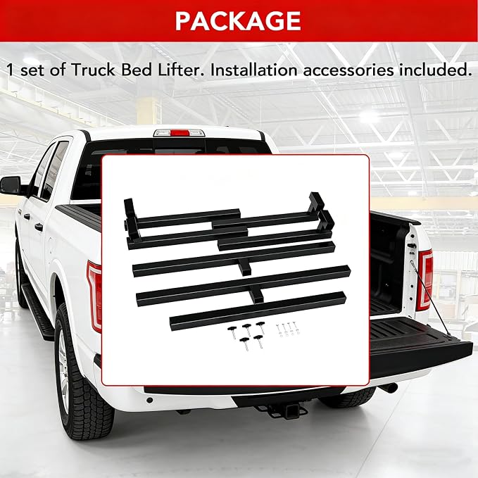 Adjustable Universal Truck Bed Lifter Box Lift for Lift Pickup Beds Powder Coated Heavy Duty Steel Lift for Pickups Trucks, 800 LBS Capacity, Black