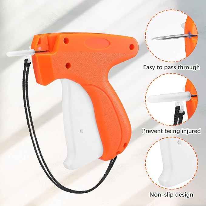 Honoson 3 Pieces Clothes Tagging Applicator Garment Tag Attacher Label Tagging Machine with 15 Pieces Steel Needles for Boutique Store Consignment Garage Yard Sale(Orange)
