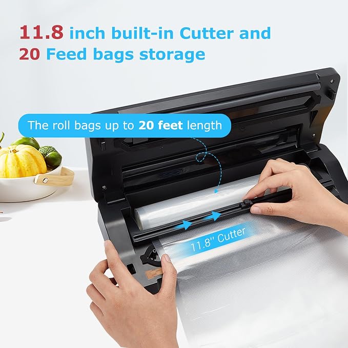 Vacuum Sealer Machine with 55 Count 8''*12'' Food Sealer Bags and 11''*118'' Vacuum Roll, INKBIRD Vacuum Sealing Machine with Dry|Moist|Liquid|Pulse Sealing Modes for Food Preservation