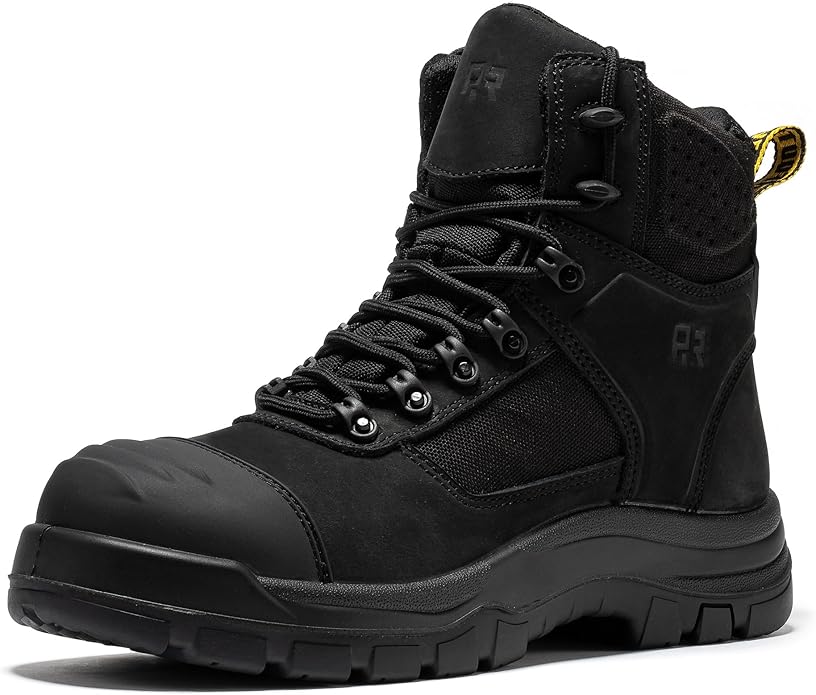 ROCKROOSTER Stowe - Men's Work Safety Boots Composite Toe ASTM F2413-18 M/I/C EH, Lightweight Slip Resistant Industrial Boots, Nubuck Leather with HYDROGUARD Waterproof Lining CP212