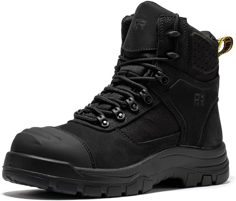 ROCKROOSTER Stowe - Men's Work Safety Boots Composite Toe ASTM F2413-18 M/I/C EH, Lightweight Slip Resistant Industrial Boots, Nubuck Leather with HYDROGUARD Waterproof Lining CP212