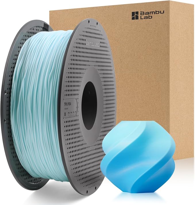 Bamboo Original TPU 90A 1.75MM Filament Exceptional Wear Resistance for Lasting Performance with RFID for Bambu Lab A1,A1MINI,X1,P1 AMS 1KG +/- 0.03mm AMS HT Compatible (Frozen 51900)