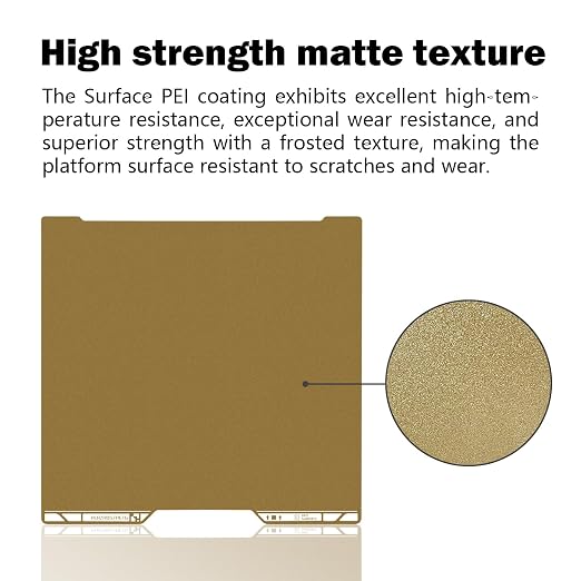 H2D/H2S Double Sided Textured Build Plate for Bambu Lab 3D Printer (Gold) | 355x346mm PEI Sheet, Spring Steel Flexible Platform, Glue-Free Printing Heated Bed, Strong Adhesion, Resists Warping