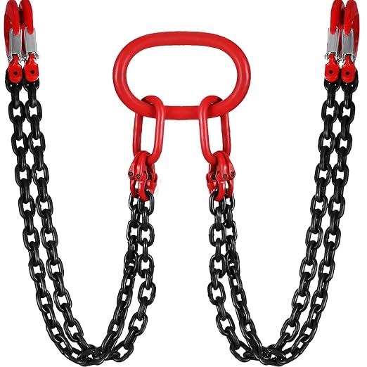 VEVOR Chain Sling 5/16 Inch X 5 Ft Chain Sling for Engine Hoist G80 Alloy Steel Lifting Sling Chains 3 Ton with 4 Leg Grab Hooks