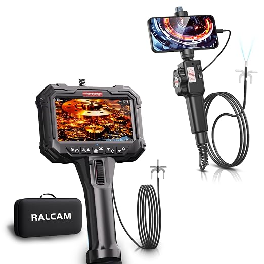 5.5mm Articulating Borescope 5inch + 0.33in Endoscope Camera with Light for Phone