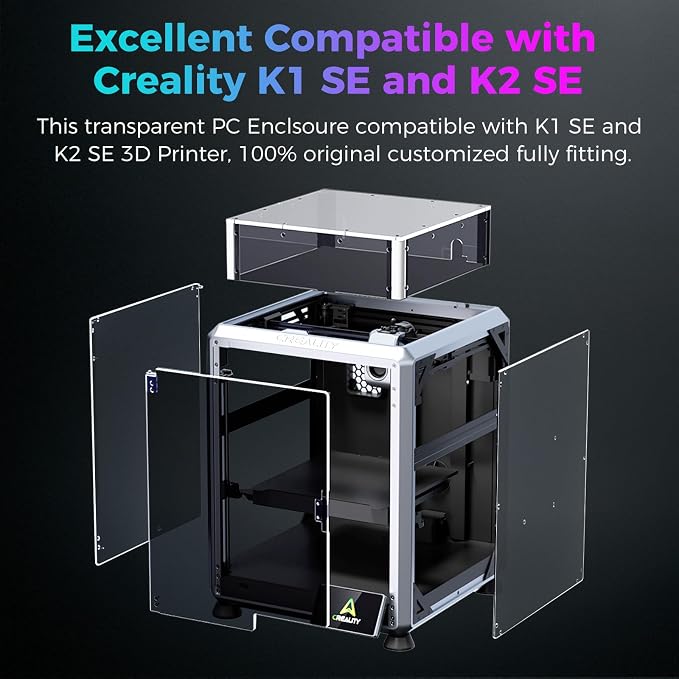 Creality Official K2 SE/K1 SE Enclosure, Transparent Cover Dustproof Tent Constant Temperature Noise Reduce Protective Cover, Customized Transparent Enclosure for Creality K1 SE and K2 SE 3D Printer