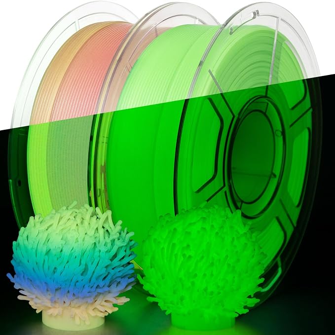 IEMAI Glow in The Dark PETG Filament 1.75mm Bundle 2KG, Rainbow and Green Luminous 3D Printer Filament High-Brightness & Long-Lasting Glowing, Accuracy +/-0.02mm