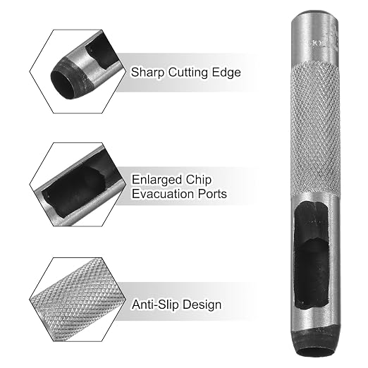 HARFINGTON Leather Round Hole Punch, 9mm Hollow Hole Puncher Cutter Carbon Steel Circle Hole Punching Cutting Tool for Belt/DIY Leather Craft