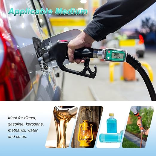2 PCS 3/4 Inch Digital Turbine Flow Meter, 0.8-13.2 GPM Inline NPT Thread Flowmeter for Water, Diesel, Gas Oil, Gasoline, Kerosene, Methanol, and Other Liquids