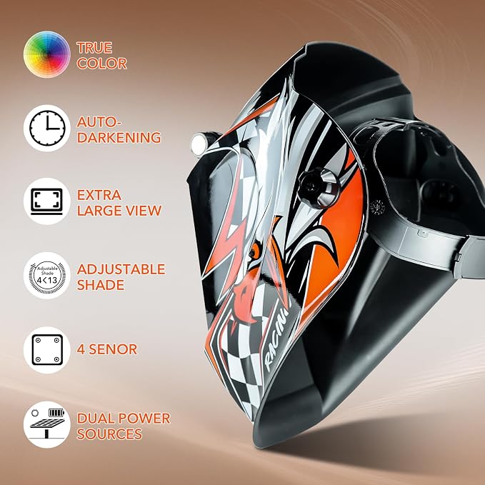TRQWH Auto Darkening Welding Helmet Large Viewing True Color Solar Powered Welding Hood & Welding Backpack for Men Waterproof Reinforced Bottom Large Capacity
