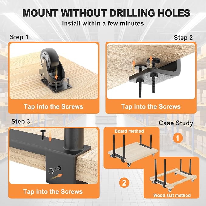 28 Inches Cart Handle Dolly Converter Kit with 4 Locking Caster Wheels, Suitable for Various Wooden Boards and Wood Strip, SuitableGarage, Moving Dolly, Workshop Tool, Garden，Mattress Mover