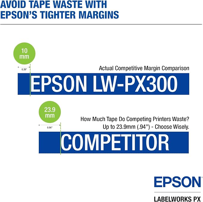 LABELWORKS Epson Restaurant Deli Organizer Bundle - LW-PX300 Industrial Label Maker and 212WBPX PET (Polyester) Tape Cartridge - White on Black Industrial Label Maker Tape