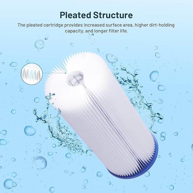 10 x 4.5 Whole House Water Filter Replacement Cartridge, 5 Micron Polypropylene & 5 Micron Pleated Sediment Filter - 6 Pack