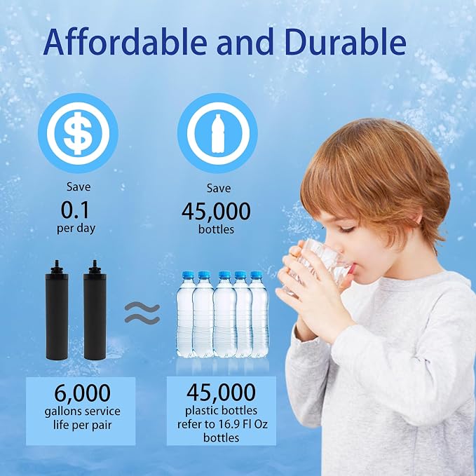 1 Micron Water Filter Replacement for Berkey® BB9-2® Black Filters | Compatible with Berkey® Gravity Filter System, Pack of 4
