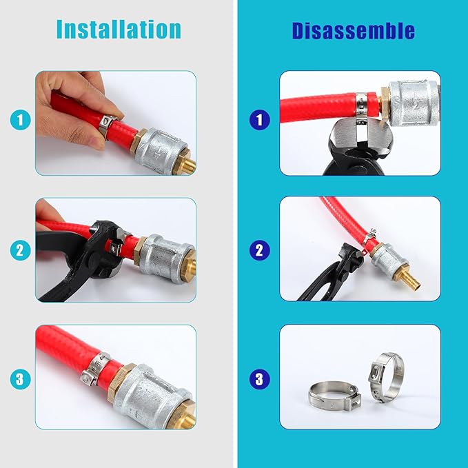 310pcs 16 Sizes Single Ear Hose Clamps, 5.3-36.1mm 304 Stainless Steel Crimp Hose Clamps,Cinch Rings Assortment Kit for Automotive, Pipe, Plumbing, Home Appliance Line with Ear Clamp pincer