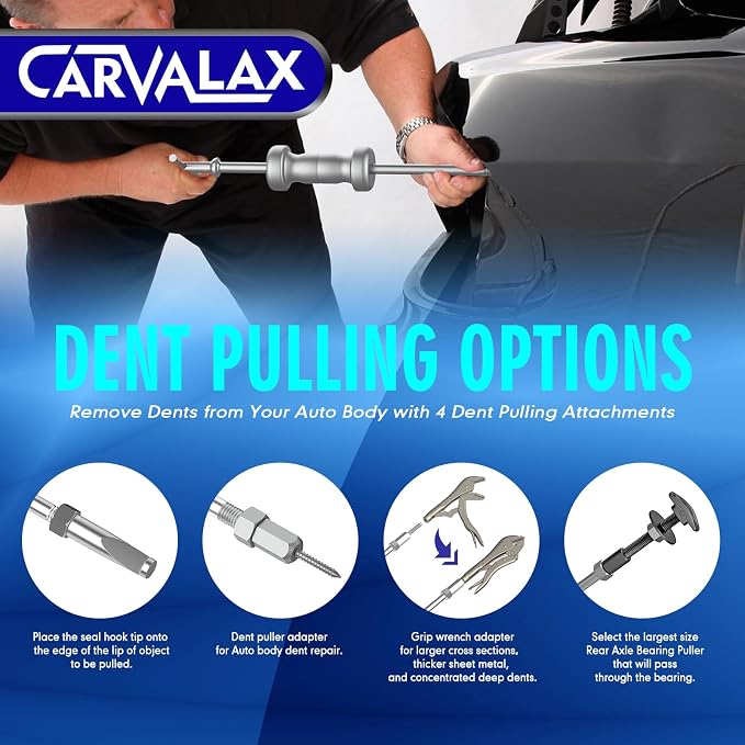 CARVALAX 12-Way Slide Hammer Puller Set | Auto Repair Kit for Hub, Bearing, Gear & Axle Extractor, Dent Removal, Heavy Duty 23-Piece w/Case