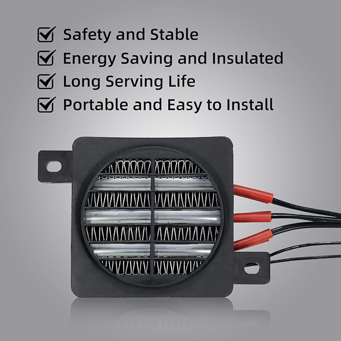 PTCYICU PTC Fan Heater 200W 110V, Ceramic Fast-Heating Element with Constant Temperature Thermistor Insulation, Energy-Saving Car Auto Air Heater with Plug for Indoor Small Room Space Use 60mm