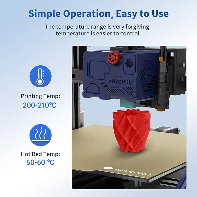 ANYCUBIC PLA Filament 1.75mm Bundle, 3D Printing PLA Filament 1.75mm Dimensional Accuracy +/- 0.02mm, 1KG Reusable Spool (2.2 lbs), 4KG Red + Green + Blue + Yellow