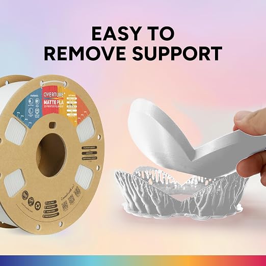 OVERTURE 4KG Bundle Matte PLA, Low Warp & Matte Surface 3D Printer Filament | Frosted Matt Finish Hides Layer Lines, 4 Pack 1kg Spool (2.2lbs) Cardboard Spool, Fit Most FDM Printer (Matte White*4)