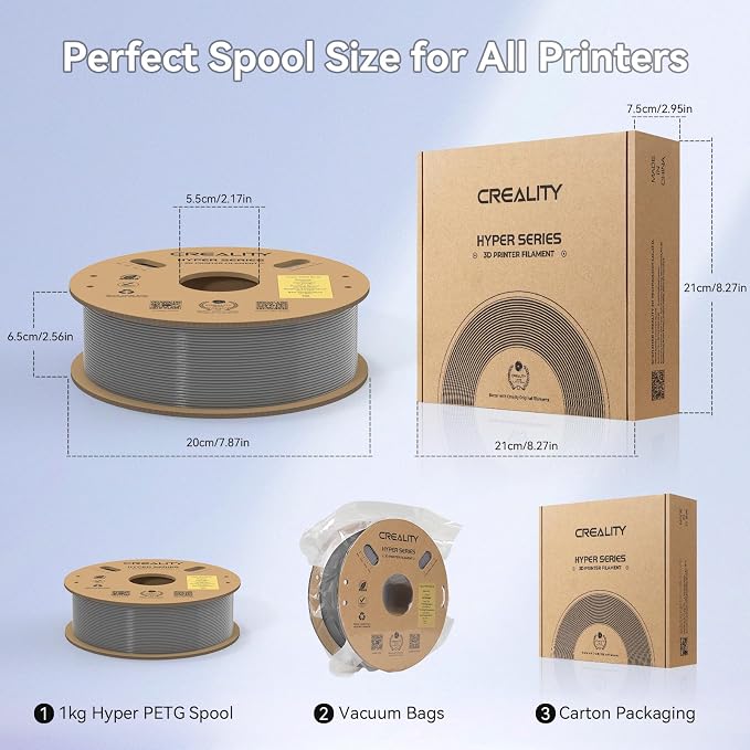 Official Creality Hyper PETG Filament 1.75mm, High Speed 600mm/s 3D Printer Filament PETG, 1kg(2.2lbs)/Spool, Dimensional Accuracy ± 0.05 mm