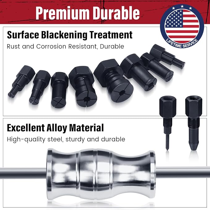 12pcs Blind Hole Collet Bearing Puller Set, Internal Bearing Extractor Puller Kit Slide Hammer Bearing Puller Set with Expandable Collets 8-32MM Insert Bearing Remover Set Tool (Red)