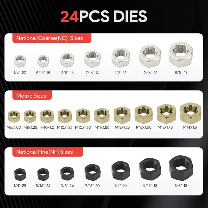 49PC Thread Chaser Set Metric & UNC UNF Thread Repair Kit, SAE Rethreading Tool Bolt Restorer File Nut Rethreader