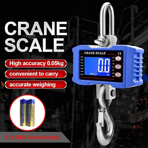 2000Kg/4400Lb Industrial Digital Hanging Scale - Heavy Duty Crane Scale with Aluminum Case & LCD Screen, High Precision Multi-Unit Switch for Garage, Market, Fishing