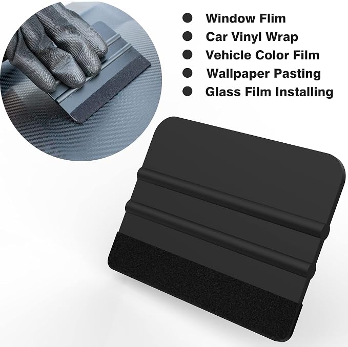 Vinyl Wrap Tool Kit Window Tint Kits for Automotive Vinyl Wrap, Window Film Installation, Include 7PCS Tinting Squeegee, Felt Squeegee, Vinyl Wrap Gloves, Cleaning Cloth and Snap-Off Utility Knife