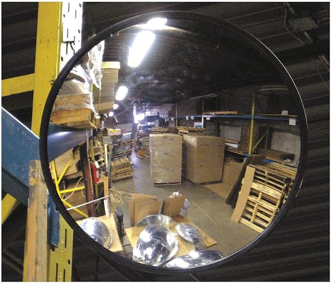 18” Acrylic Scratch Resistant Outdoor Convex Mirror With Plastic Back, Round Outdoor Security Mirror for Garage Blind Spot, Store Safety, Warehouse View, and More, Mirror for Personal or Office Use