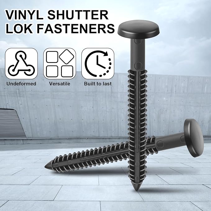 Blulu 18 Pcs 3 Inch Vinyl Shutter Fastener Window Panel Peg Lok Pin Pegs Screws Shutter Spikes Anchor (Tuxedo Gray)