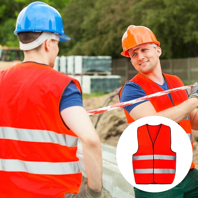Tarpop 60 Packs Safety Vests Pack High Visibility Construction Vests Reflective Working with 2 Reflective Strips