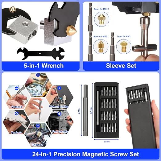 158 PCS 3D Printing Tool Kit, 3D Printing Accessories with Nozzle Cleaning Kit, Deburring Tool, Digital Caliper, Mini Rotary Tool, Smoothing Tools, 3D Printer Tools for Removing Finishing 3D Print