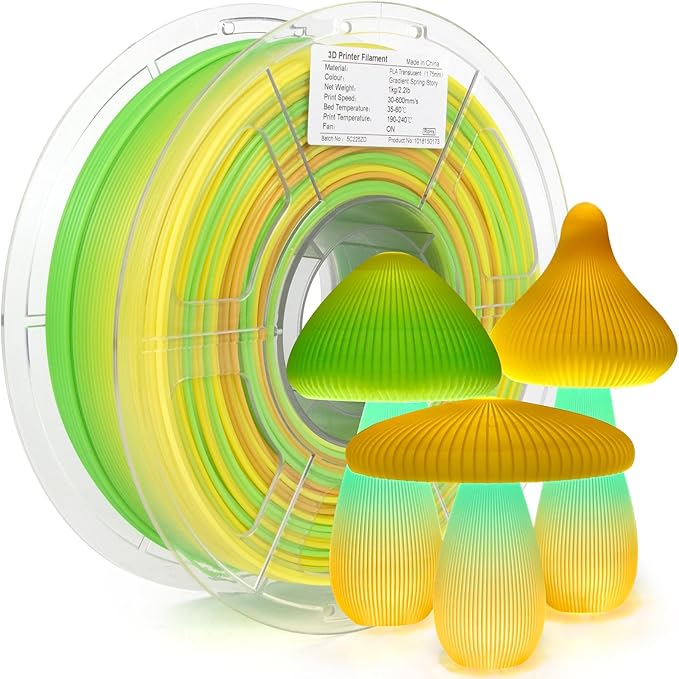 iSANMATE Rapid Translucent PLA Filament 1.75mm, Multicolor Rainbow PLA, Dimensional Accuracy ±0.02mm, 1kg Spool-Spring Story
