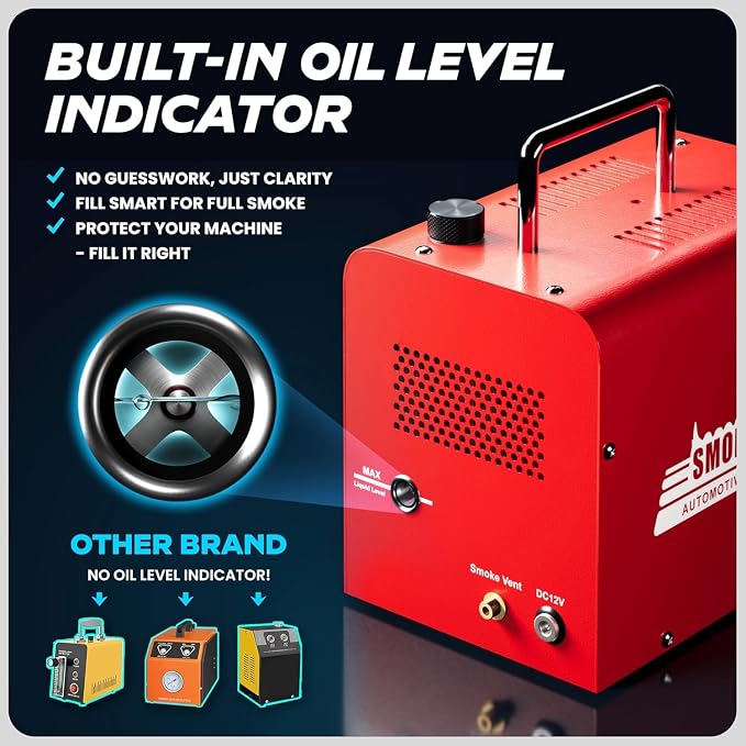 AutoLine Pro *2025 New Model* Automotive High Volume Smoke Machine - EVAP Leak Detector with Built-in Air Compressor - Model 701A– EVAP Vacuum Exhaust Smoke Detector Tools Kit - Red