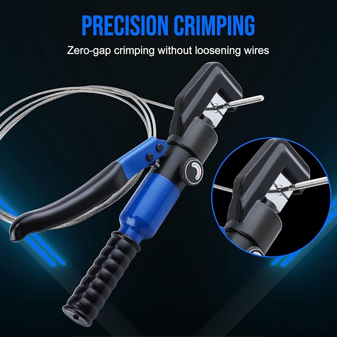 Lichamp Stainless Steel Cable Crimper Hex Lug Tool for 1/8" and 3/16" Rope | Hydraulic swaging crimping tool, hand operated steel wire rope cutter, for cables rigging and fencing applications