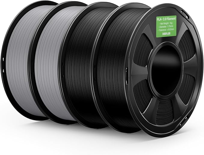 PLA+ 2.0 Filament 1.75mm, Stronger Toughness 3D Printer Filament, Black Grey 4KG, Upgrade PLA Plus 3D Printer Filament, High Speed PLA+ Filament for Most FDM 3D Drucker