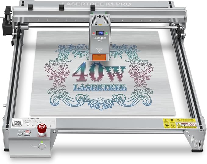 LASER TREE Laser Engraver, 40000mW（40W）Output Power Laser Engraver Machine, High Precision Laser Cutter and Engraver for Wood & Metal Paper Acrylic Glass Leather etc, Class 4 (Basic)