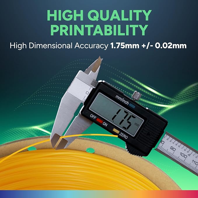 OVERTURE TPU 95A Flexible 3D Printer Filament 1.75mm | High Elasticity & Durability Filament,1kg Spool(2.2lbs),Fit Most FDM Printer(TPU Yellow)