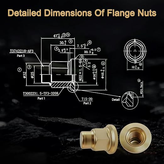 10PCS M22x1.5 Truck Wheel Nut with Dustproof, Hex:33mm, 52 mm Length, Fit for Heavy Duty Truck, Aluminum or Steel Wheels Installed on Semi Trucks