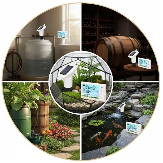 Ultrasonic Liquid Level Sensor Wireless Water Tank Depth Meter with Temperature Monitoring Automatic Control for Household Water Storage Systems ABS Material 4.3 Inch Display