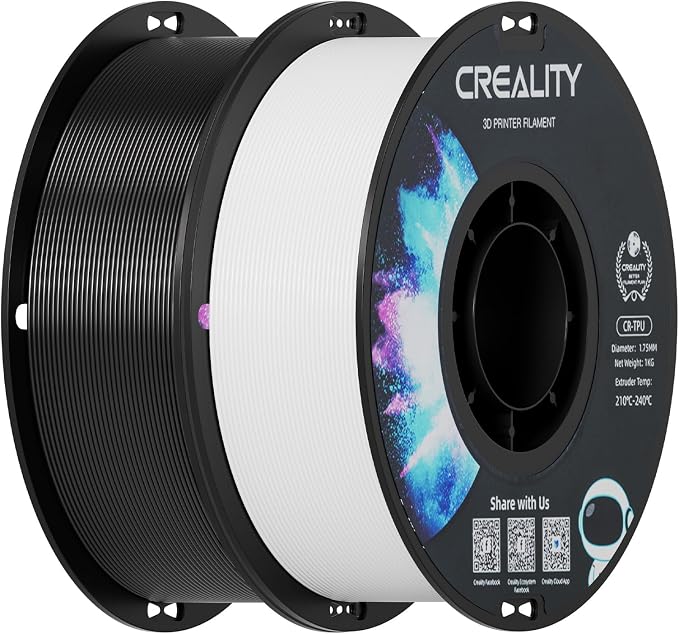 Creality TPU Filament 1.75 2 kg, 95A 3D Printing Filament, High Hardness & Resilience, Soft Adhesive Material, Elastic, 1kg(2.2lbs) Flexible Filament 1.75mm, for 3D Printer