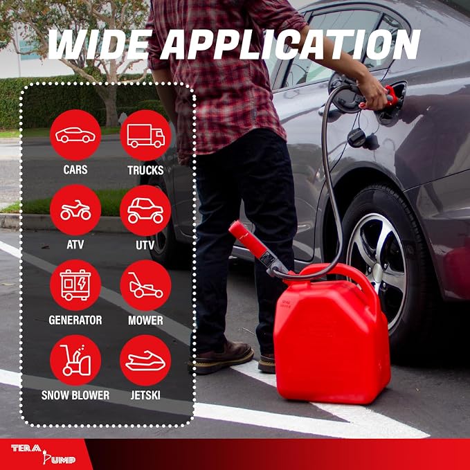 TERA PUMP Portable Battery Powered Multipurpose Gas Transfer Pump (2nd Gen) | 2.8 GAL/MIN, Quick Stop Nozzle, For Gas, Diesel, DEF, Liquid Transfer Pump