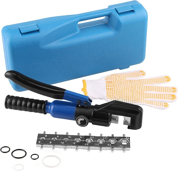 Lichamp Stainless Steel Cable Crimper Hex Lug Tool for 1/8" and 3/16" Rope | Hydraulic swaging crimping tool, hand operated steel wire rope cutter, for cables rigging and fencing applications