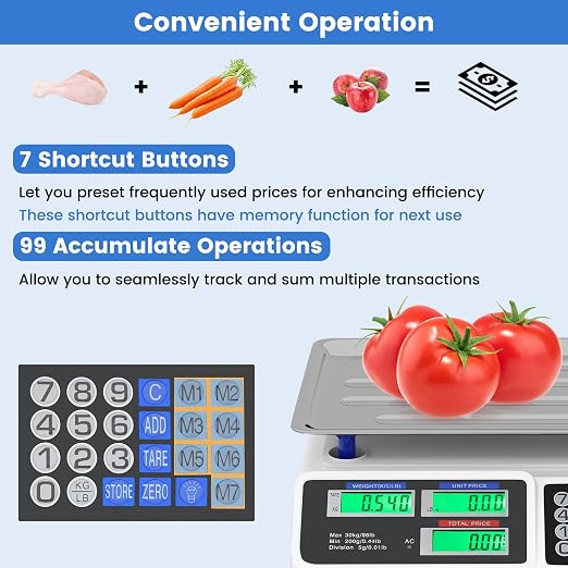 Goplus 66lb Price Computing Scale, Commercial Food Scale with Dual LCD Displays, Rechargeable Battery, Stainless Steel Platform, Price Calculation for Farmers Market, Deli, Meat Shop (Not for Trade)